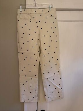 Kids Polka Dot Stretch Pants - Cream with Black Dots